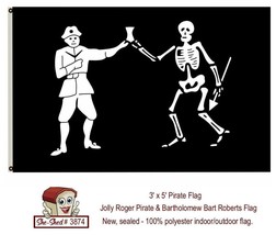 3x5 ft  FlagJolly Roger Pirate and Bartholomew Bart Roberts Flag - new, ... - £7.93 GBP
