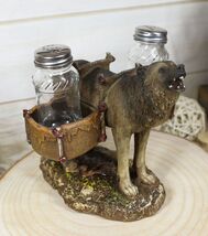 Full Moon Alpha Gray Wolf With Saddlebags Salt &amp; Pepper Shakers Holder F... - $586.82 MXN