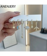 ANENJERY Silver Color Zircon Star Moon Planet Airplane Earrings For Wome... - £14.99 GBP