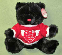 New Dan Dee Black Valentine Teddy Bear Stuffed Animal Red Sweater 15" Plush Toy - £12.58 GBP
