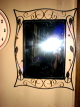 Wall Mirror 19.25 Tall Gothic Gold and Black Wire Art - £21.15 GBP