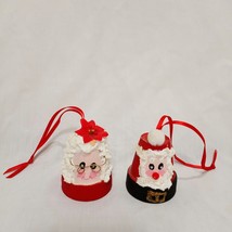 Pair Mr. Mrs. Clause Miniature Terra Cotta Flower Pot Christmas Ornaments 2&quot; - £16.07 GBP
