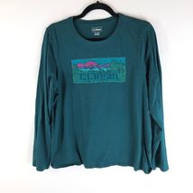 LL Bean Mens T-Shirt Top Long Sleeve Graphic Print Crew Neck Pullover Gr... - $19.24