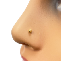 22ct Yellow Gold Gold Diamond Cut Flower Design Single Nose Stud/Pin 2mm... - $92.62