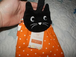 New Set 2 Rachel Ashwell Halloween Black Cat Kitchen Towels Pumpkins Tie On - £23.62 GBP