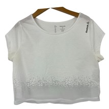 Reebok Cropped Dance Shirt White Size Med Short Sleeve  - £20.87 GBP