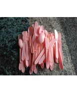 LOT OF VINTAGE PINK PLASTIC FLATWARE FROM 1980s AND 1990s, POSSIBLY FAST... - $6.92