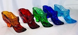 Mosser Glass Set 5 Ruby Cobalt Green Blue Amber Victorian Shoe Slipper  - £51.66 GBP