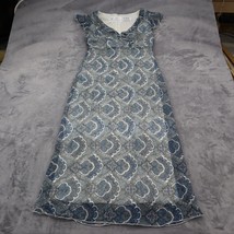 Caren Desiree Company Dress Womens 6 Blue Paisley Sleeveless Ruffled Bac... - $18.01