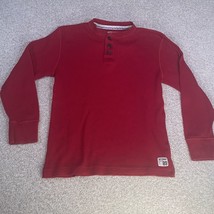 Childrens Place Long Sleeve Waffle Knit Henley Shirt Red Size Large 10/12 - £7.83 GBP