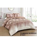 FLAMINGO GEOMETRIC BEIGE BLANKET WITH SHERPA SOFTY AND WARM 3 PCS QUEEN ... - $59.39