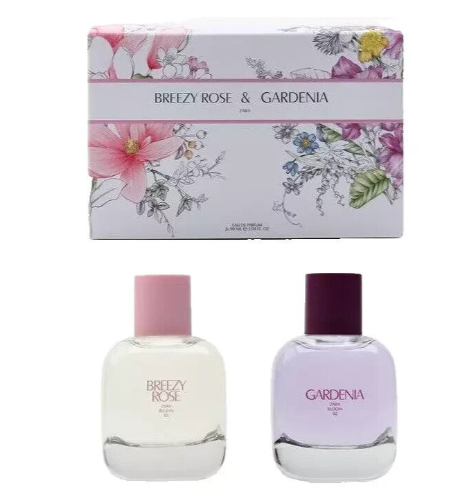 ZARA Breezy Rose & Gardenia 2 x 90ml Duo Set Women Fragrance Spray New 2x 3.04oz