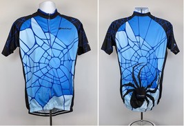 Nuckily Spider Web Bike Jersey Mens Large Full zip Nuk Blue - $32.62