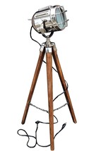 Nautical Tripod Floor Lamp Marine Spotlight Tripod Stand Adjustable Chrome Light - £99.37 GBP