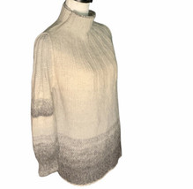 By Anthropologie Womens Sweater Wool Alpaca Blend Mock Neck Stripe Gray ... - £28.80 GBP