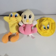 Tweety Bird Lot of 3 Plush Yellow and Yellow and Pink and Keychain Coin Pouch - £11.63 GBP