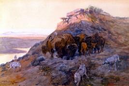 Buffalo Herd at Bay by Charles M Russell Western Giclee Art Print + Ships Free - £31.06 GBP+