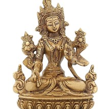 Buddha Statue Tibetan Buddhist Goddess Tara  Brass Metal 6 Inch - £71.82 GBP