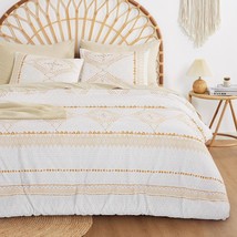 - Boho Comforter King, 3 Pieces Bedding Set, Orange Coral Bohemian Aztec Diamond - £51.39 GBP