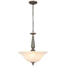 Commercial Electric 3-Light Oil Rubbed Bronze Pendant w/ Tea-Stained Glass Shade - £33.79 GBP