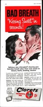 1952 Clorets Chlorophyll Gum PRINT AD Bad Breath French Kissing Sweet in... - $22.24
