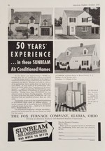 1937 Print Ad Sunbeam Air Conditioning in 1930&#39;s Homes Fox Furnace Elyri... - $22.48