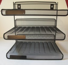 Letter / File Tray 3 Tier Metal Mesh Wall Organizer Rack Black - $19.79