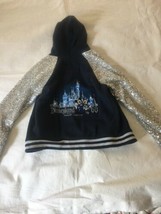 Girls Size Large Disneyland Diamond Celebration 60 Navy Silver Sequined Jacket - £58.57 GBP