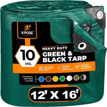 Heavy Duty Poly Tarp 12 Feet x 16 Feet 10 Mil Thick Waterproof - £39.10 GBP