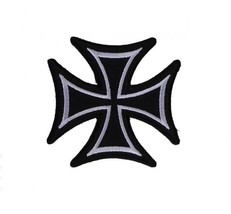 Black and White CROSS 3&quot; iron on patch (5460) Biker vest (YY) - £4.56 GBP