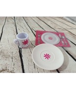 American Girl doll pink flower cup mug cafe plate placemat conversation ... - £7.87 GBP
