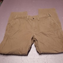 Carhartt Carpenter Jeans Men 34x31 Brown Canvas Workwear Heavy Duty Casual Pants - £18.03 GBP