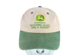 Vintage Distressed John Deere Spell Out Nothing Runs Like A Deere Dad Hat Beige - £23.64 GBP
