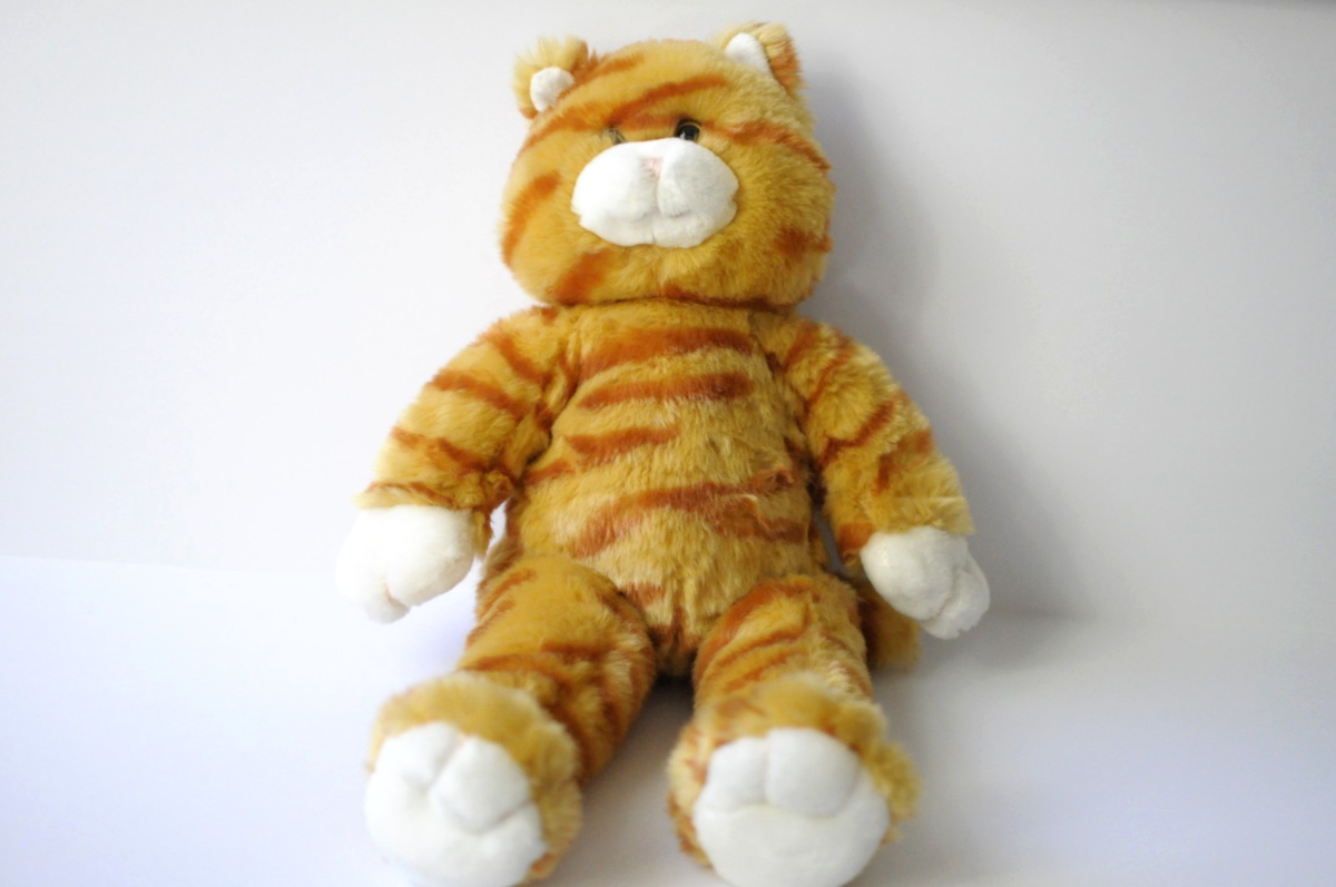 Build A Bear Tabby Cat 17&quot; Tall Orange Tiger Striped Plush Toy Soft - $22.99