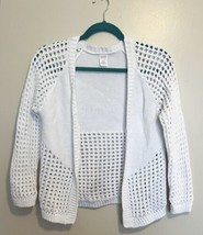 Gymboree Cardigan Sweater Girls Size L (10-12) White Open Knit Cotton - £12.45 GBP