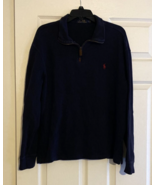 Polo Ralph Lauren Black Cotton 1/4 Zip Pullover Red Pony Sweater Men&#39;s S... - £18.39 GBP