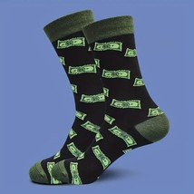 Black &amp; Green Money Novelty Socks Crew Length Unisex Dollar Bills - £6.13 GBP