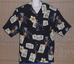 Jamaica Jaxx Hawaiian Shirt Black Pineapples Flowers Vintage Cards Size XL - €16,87 EUR