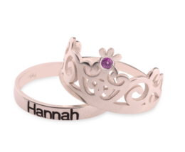 Custom Crowns Couple Ring Set: Sterling Silver, 24K Gold, Rose Gold - £167.85 GBP