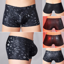 Men&#39;s Shiny Leopard Snake Print Boxer Shorts Underpants Stretch Briefs U... - $8.99