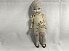 Vintage 1930s Ceramic Bisque Doll Japan Articulated Arms &amp; Legs Handmade Clothes - £68.25 GBP