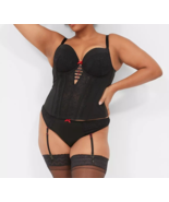 Lane Bryant CACIQUE Black Lace Corset Bustier Bra Size 44DD 42DDD 40F 38... - $80.57 CAD