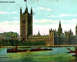 Vtg Postcard 1914 - Houses Parliament - London - Tug in Foreground - $6.09