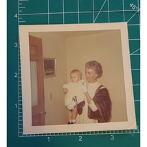 Vintage Found Photo - 1950s - 1960s Mother Holds The Baby Girl Fur Stole Color - £13.77 GBP