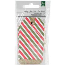 Christmas Tags Red And Green Striped - £14.26 GBP