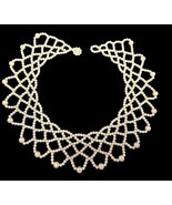 Faux Pearl Bib Wide Collar Choker 16&quot; Necklace Scalloped Statement Piece... - $23.76