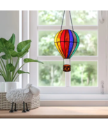 11&quot;H Otis Red Hot Air Balloon Stained Glass Window Panel - $79.08