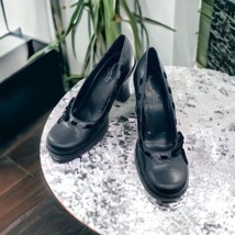 Skechers Black Vegan Round Toe Platform Heel Mary Jane Shoes 9 Cos Play VTG Y2K - £41.13 GBP