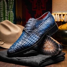 Men's Shoes genuine caiman crocodile skin Ragusa Stained Navy image 3