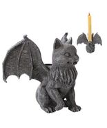 Gothic Vampire Winged Cat Gargoyle With Fangs Raising Paw Candle Holder ... - $493.32 MXN